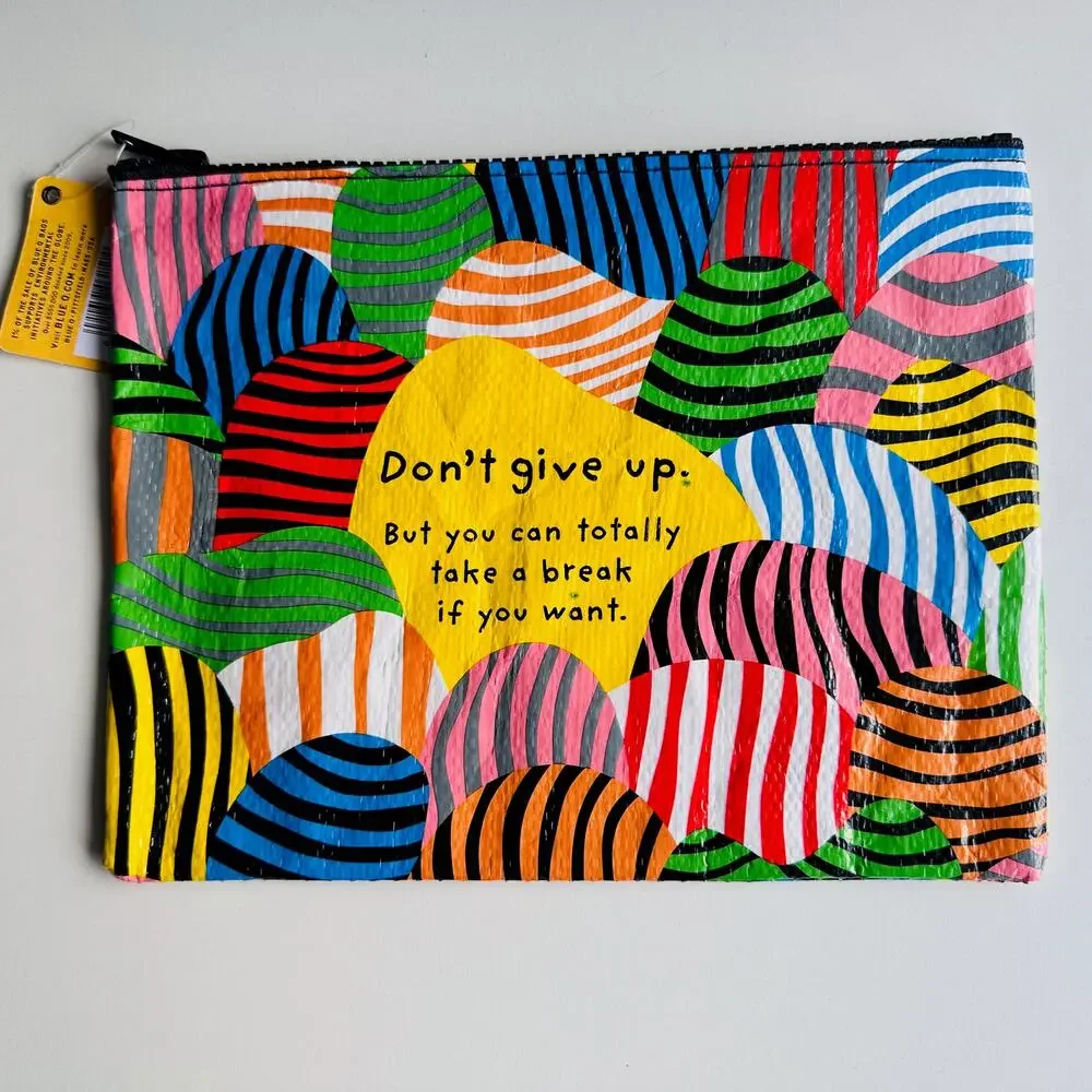 Bundle of Seven (7) Blue Q Recycled Zipper Pouches